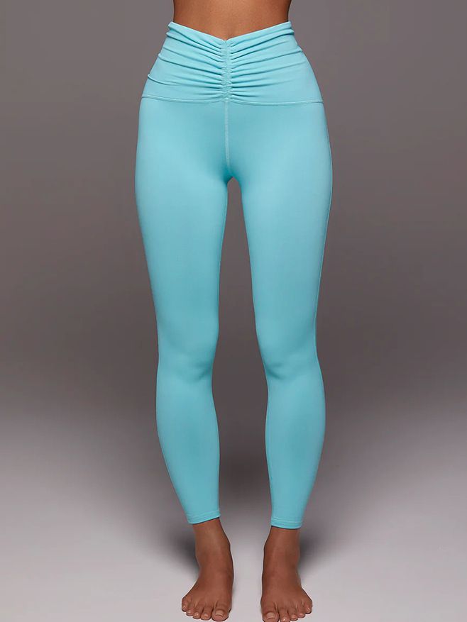 BUYCO Female Solid Color Unique Folds V Shape Waist Leggings