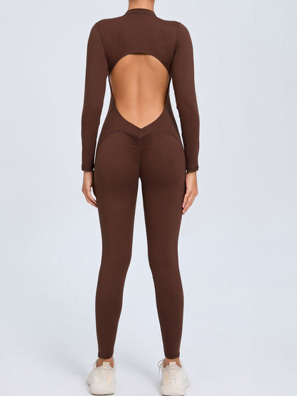 BUYCO Female Backless Zipper Hollow Out Ruched Back Jumpsuit