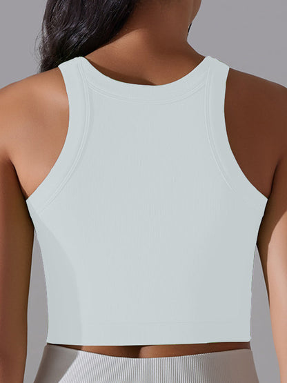 BUYCO Female Solid Color Ribbed Elastic Tight Round Neck Tank