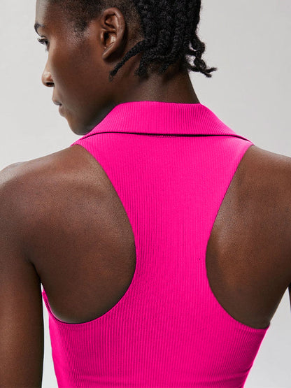 BUYCO Female Solid Color V-neck Ribbed Quick Dry Tank