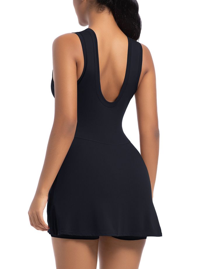 BUYCO Female Solid Color 2 in 1 Design Quick-dry Dress