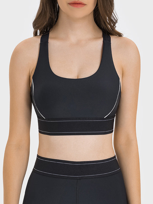 BUYCO Female Contrast Color Push Up Design Elastic Tight Shockproof Tracksuit