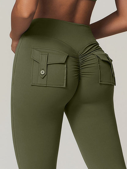 BUYCO Female Pocket Ruched Back Cargo Leggings