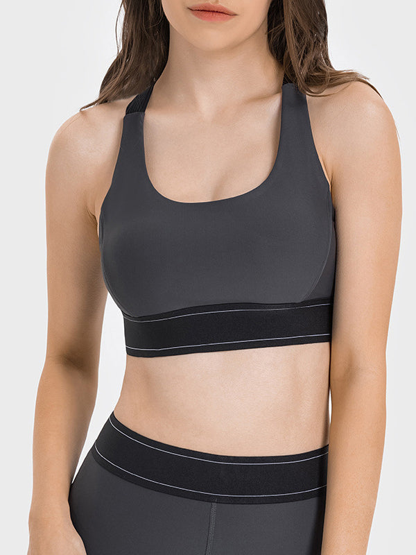 BUYCO Female Contrast Color Push Up Design Elastic Tight Shockproof Tracksuit