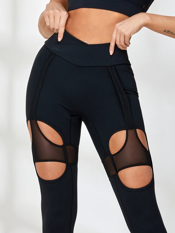 BUYCO Female Unique Cutout Mesh High-rise Leggings