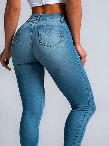 BUYCO Female Fitted Denim Elastic Tight Pocket Cargo Leggings