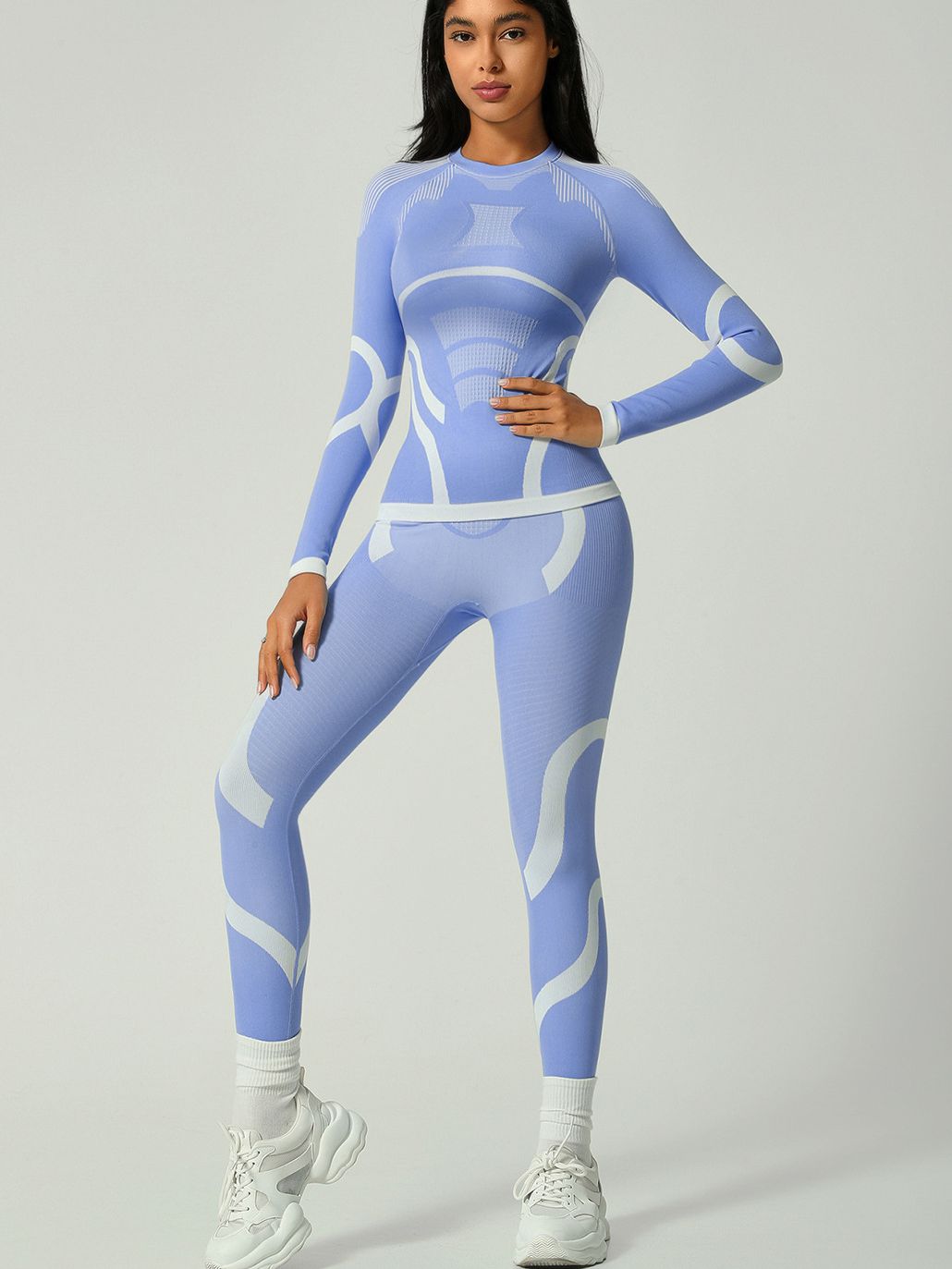 BUYCO Female Quick Dry Warm Contrast Color Elastic Tight Ski Tracksuit