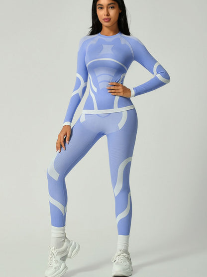 BUYCO Female Quick Dry Warm Contrast Color Elastic Tight Ski Tracksuit