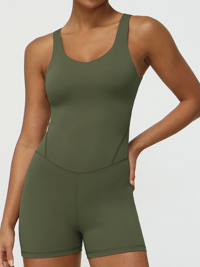 BUYCO Female V-neck High-Support Elastic Tight Romper