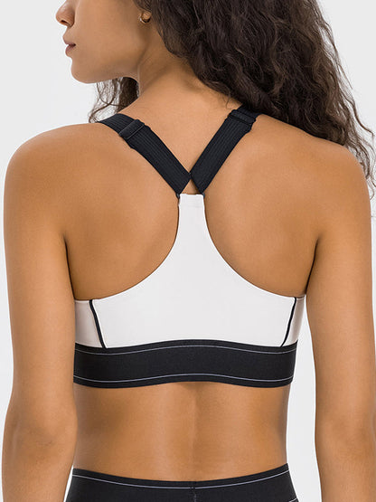BUYCO Female Contrast Color Adjustable Strap with Chest Pads Sports Bras
