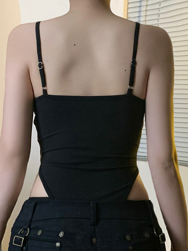 BUYCO Female Sleeveless Leopard Print Adjustable Straps Short Bodysuit