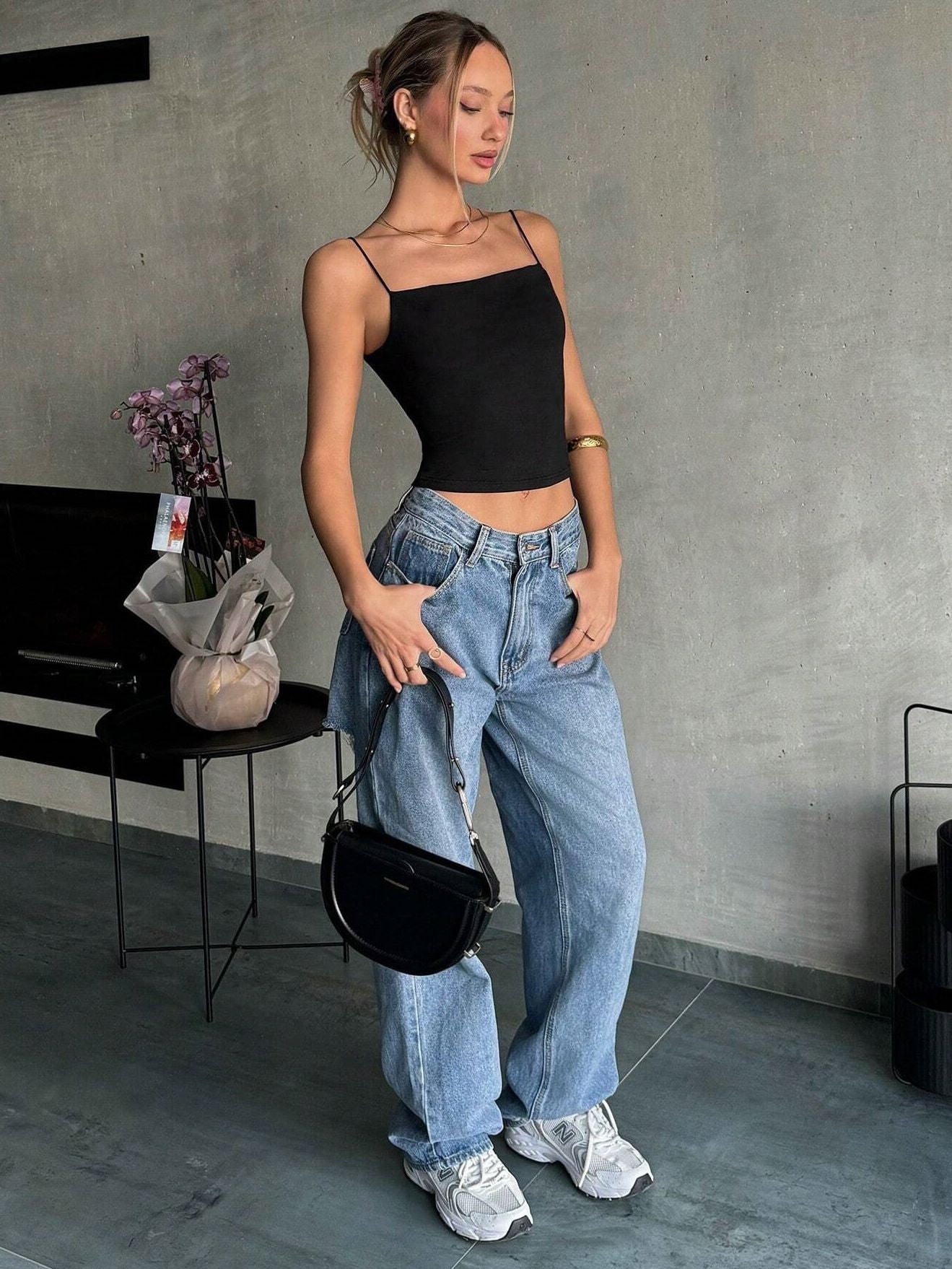 BUYCO Female Fitted Hollow Out Square Collar Backless Tank