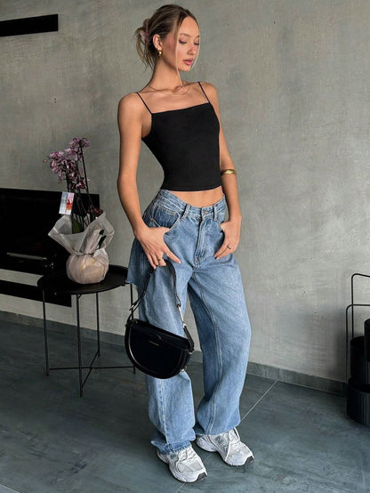 BUYCO Female Fitted Hollow Out Square Collar Backless Tank