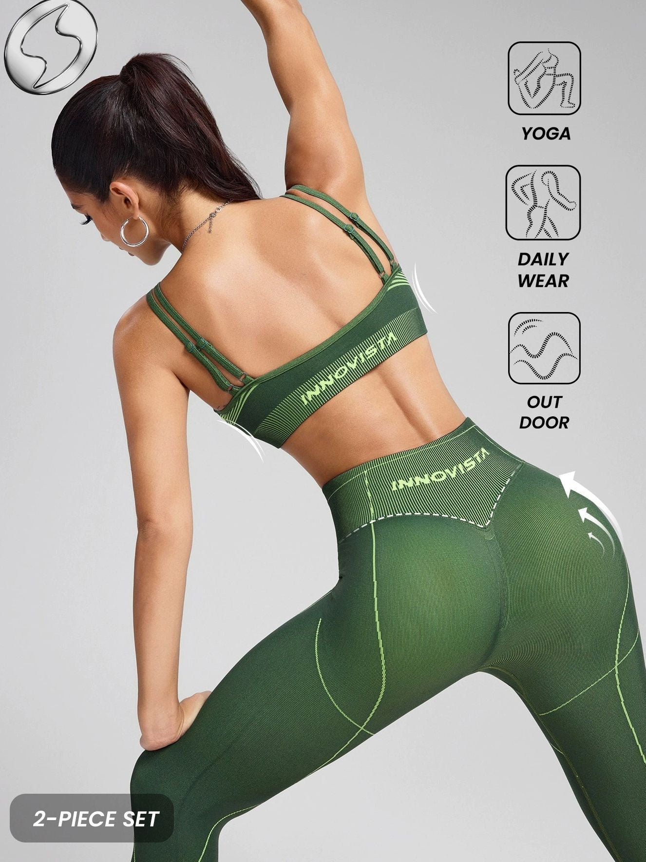 BUYCO Female Contrast Color Fishnet Stripe Print Tracksuit