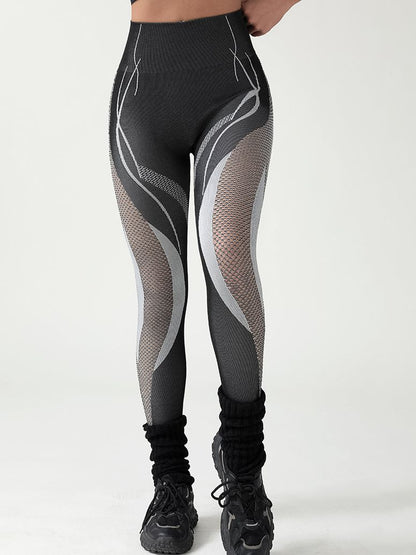 BUYCO Female Fitted Fishnet Contrast Color Print Leggings