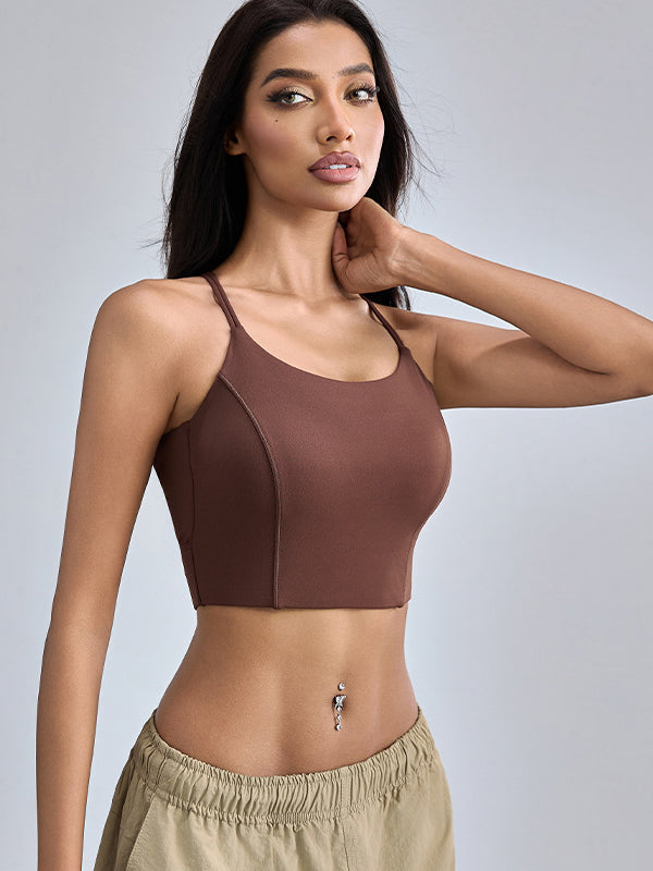 BUYCO Female Solid Color Cross Back Quick Dry Sports Bras