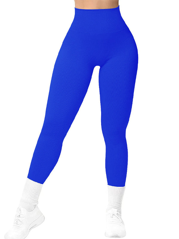 BUYCO Female Seamless Ribbed Solid Color Quick-dry Leggings