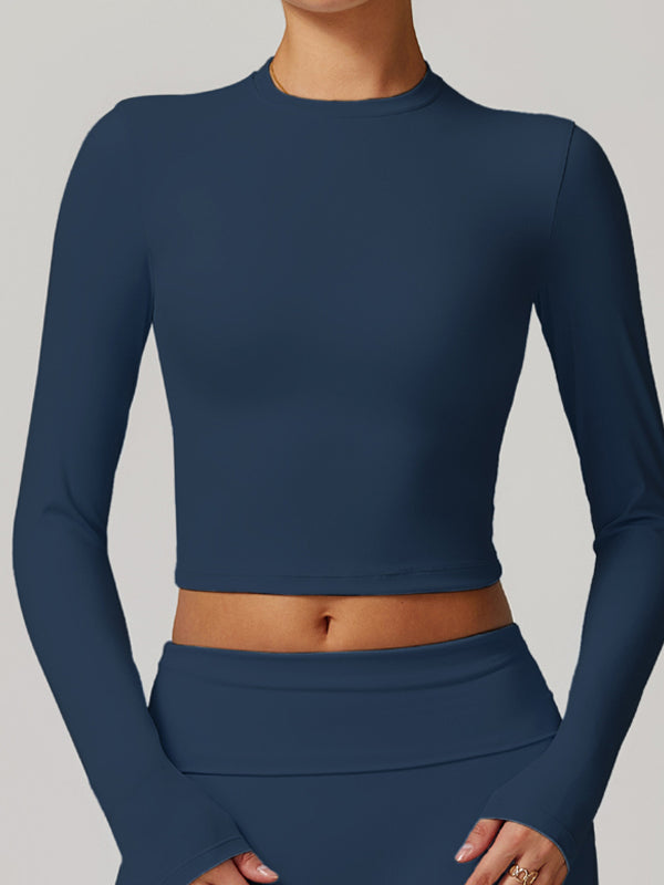 BUYCO Female Solid Color Quick Dry Elastic Tight Long Sleeves