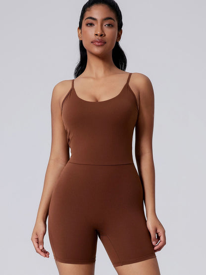 BUYCO Female Backless Solid Color Elastic Tight Romper