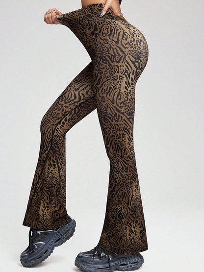BUYCO Female Fitted Leopard Print Flare Leggings