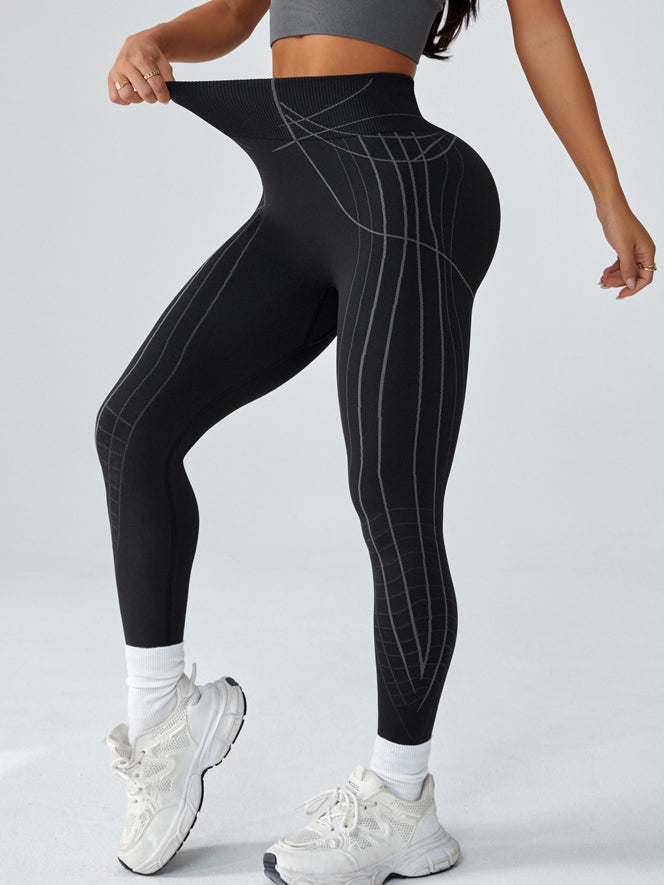 BUYCO Female Contrast Color Stripes Elastic Tight Leggings