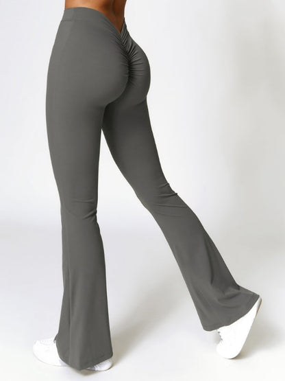 BUYCO Female Deep V Back Ruched Back Flare Pants