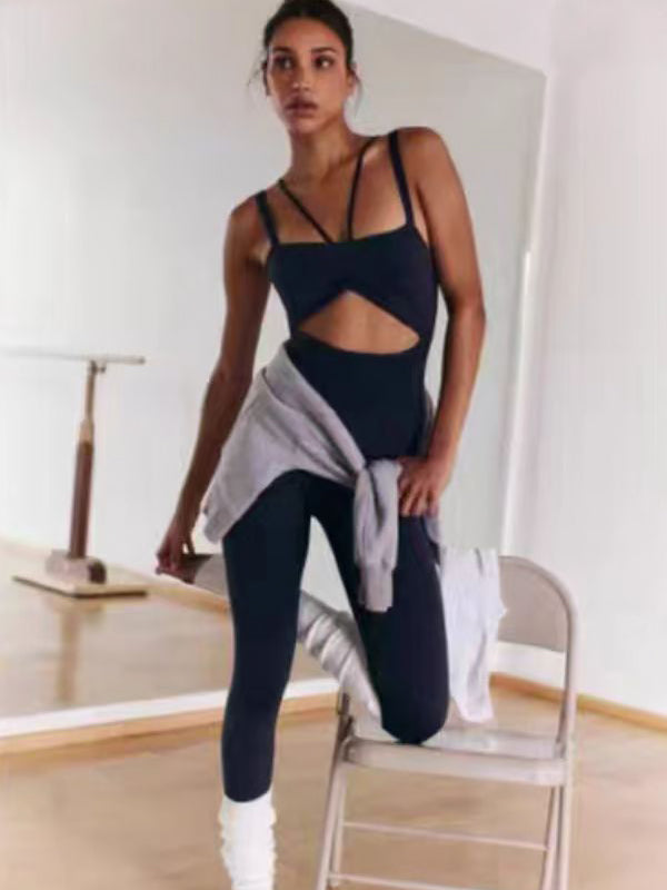BUYCO Female Fitted Hollow Out Drawstring Elastic Tight Jumpsuit
