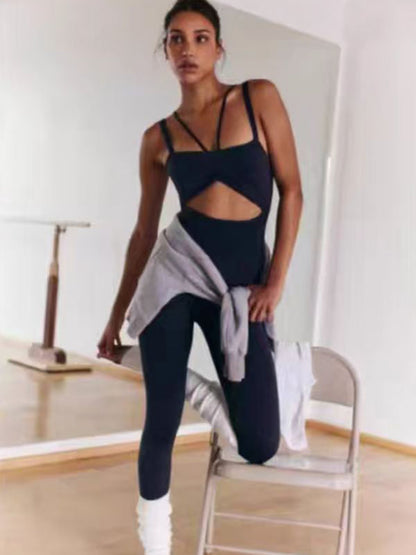 BUYCO Female Fitted Hollow Out Drawstring Elastic Tight Jumpsuit