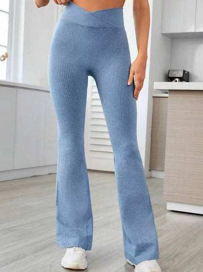 BUYCO Female Solid Color Stripe High-waisted Flare Pants