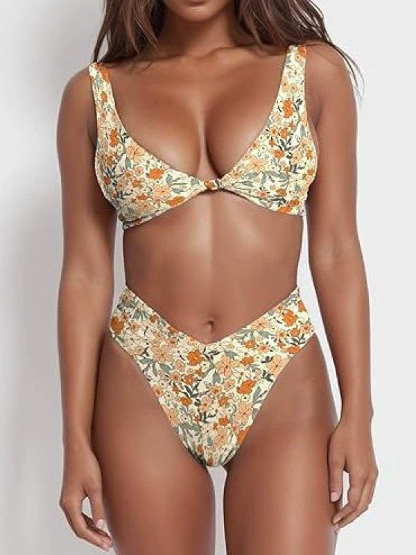 BUYCO Female Fitted Natural Texture Print Bikini Set