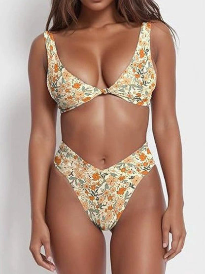 BUYCO Female Fitted Natural Texture Print Bikini Set
