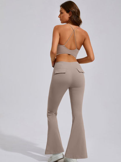 BUYCO Female Button Cutout Cargo Style Flare Design Tracksuit