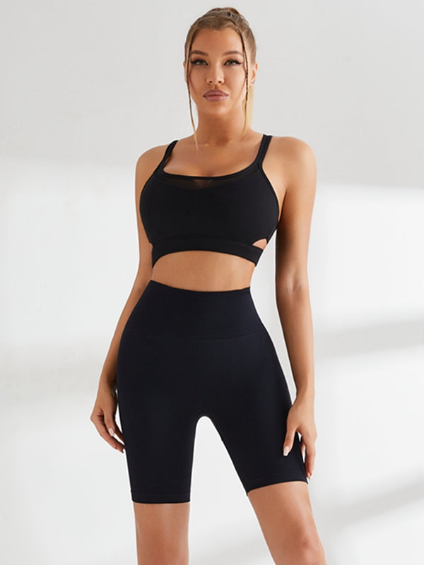 BUYCO Female Mesh Hollow Beauty Back Tight High Waist Short Tracksuit