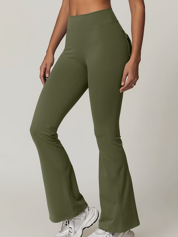BUYCO Female Pocket Ruched Back Flare Cargo Leggings