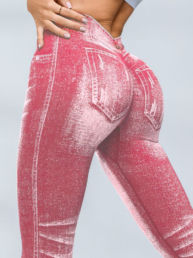 BUYCO Female Deep V Back Denim Ruched Back Leggings