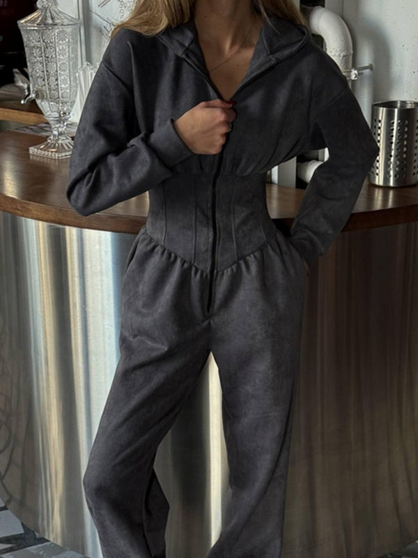 BUYCO Female Half Zipper Hooded Jumpsuit