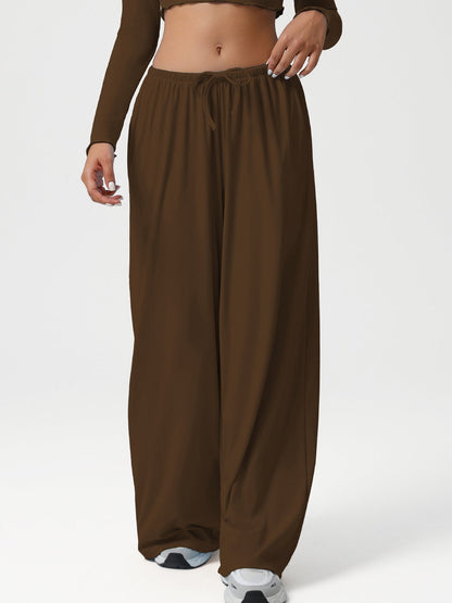 BUYCO Female Drawstring Pocket Solid Color Casual Pants