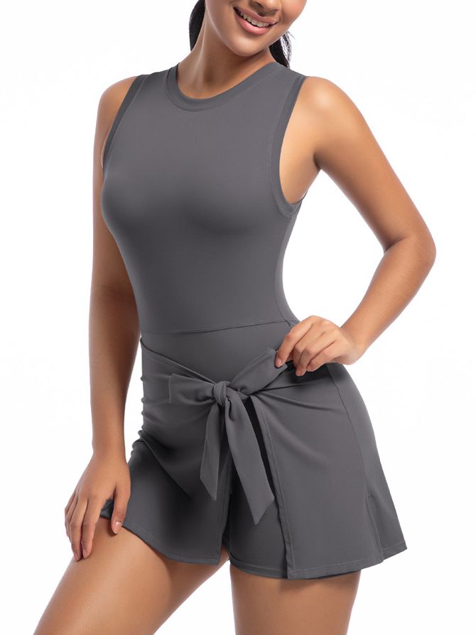 BUYCO Female Solid Color 2 in 1 Design Quick-dry Dress