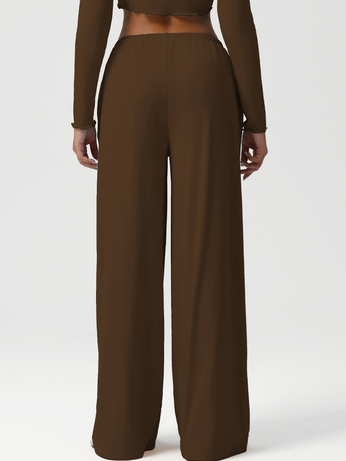 BUYCO Female Drawstring Pocket Solid Color Casual Pants
