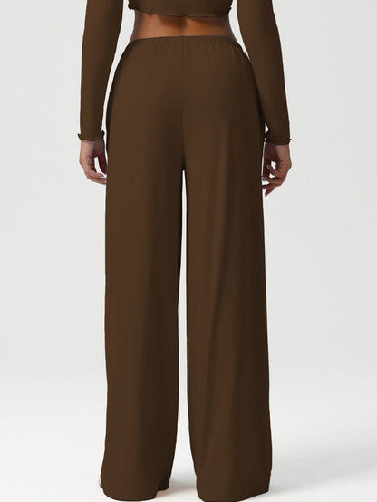 BUYCO Female Drawstring Pocket Solid Color Casual Pants