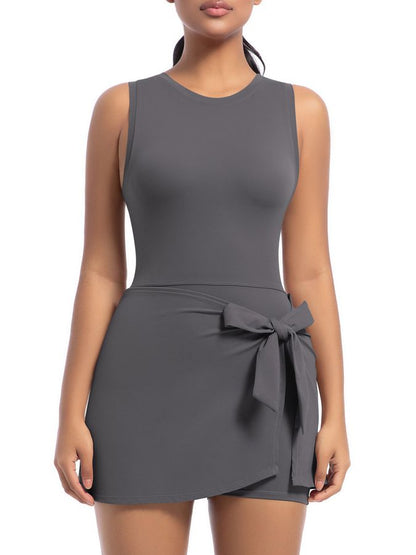 BUYCO Female Solid Color 2 in 1 Design Quick-dry Dress