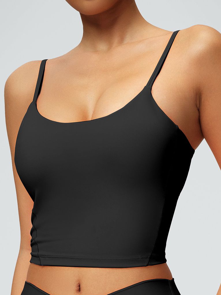 BUYCO Female U Collar Backless Adjustable Strap Solid Color Sports Bras