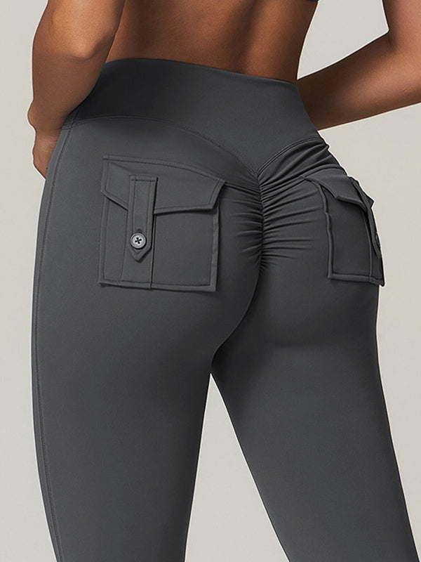 BUYCO Female Pocket Ruched Back Cargo Leggings