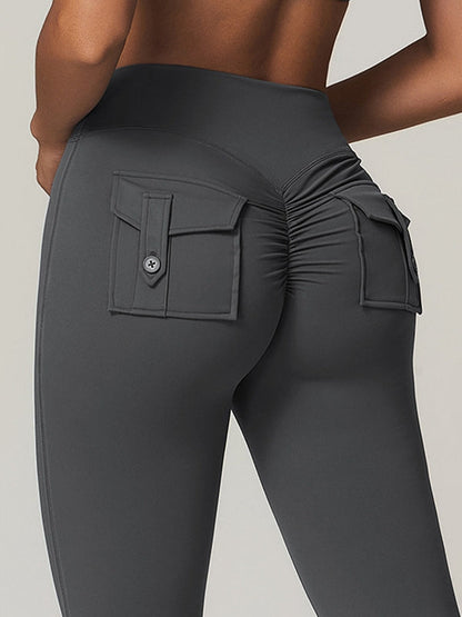 BUYCO Female Pocket Ruched Back Cargo Leggings