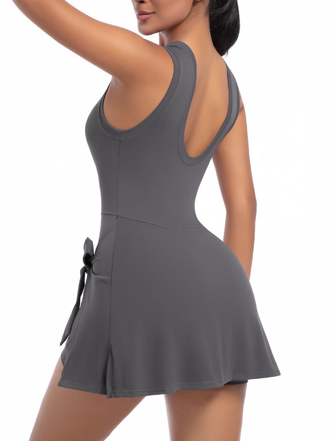 BUYCO Female Solid Color 2 in 1 Design Quick-dry Dress