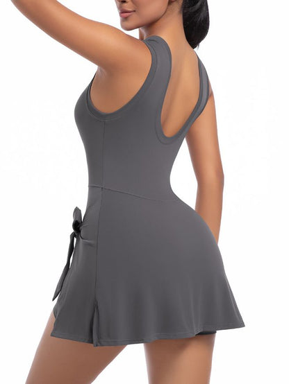 BUYCO Female Solid Color 2 in 1 Design Quick-dry Dress