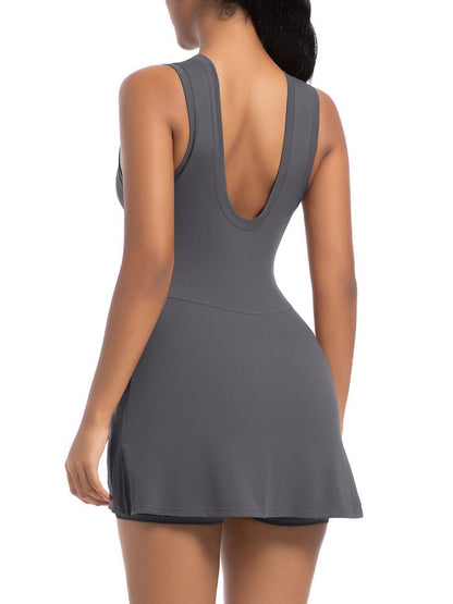BUYCO Female Solid Color 2 in 1 Design Quick-dry Dress