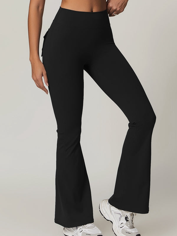 BUYCO Female Pocket Ruched Back Flare Cargo Leggings