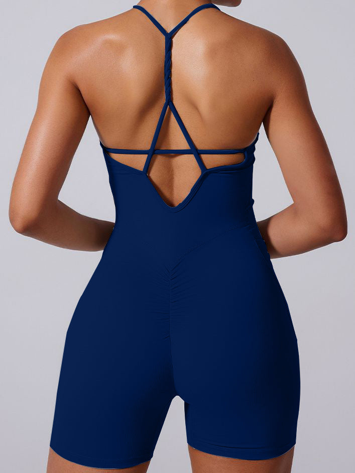 BUYCO Female Cross Back Hollow Out Elastic Tight Romper