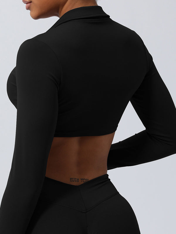 BUYCO Female Twist Breathable with Chest Pads Yoga Long Sleeves